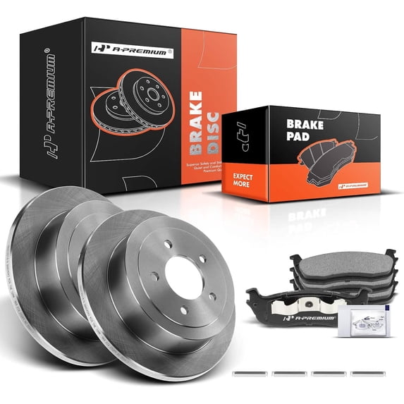 A-Premium 13.15 inch(334 mm) Rear Solid Disc Brake Rotors + Ceramic Pads Kit Compatible with Select Ford and Lincoln Models - For F-150 00-03, Expedition 99-02, Navigator 1999-2002, Blackwood 2002