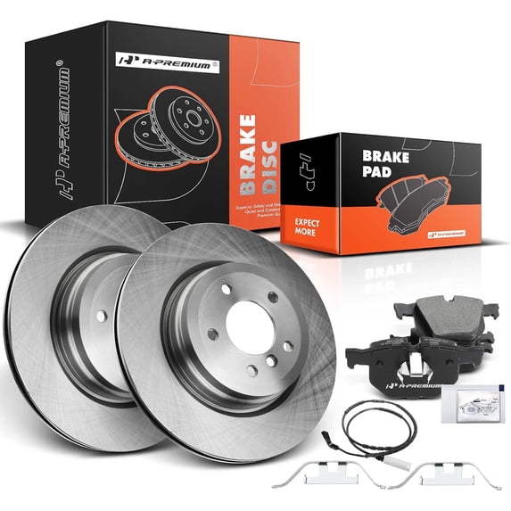 A-Premium 13.23 inch(336 mm) Rear Vented Disc Brake Rotors + Ceramic Pads Kit Compatible with Select BMW Models - E90 330i/330xi/335d/335i/335xi, E90/ F30 335i xDrive/335is, E84 X1, 6-PC Set