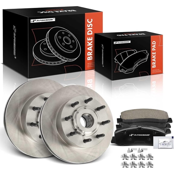 A-Premium 13.66 inch (347 mm) Front Vented Disc Brake Rotors + Ceramic Pads Kit Compatible with Select Ford Models - F-250 Super Duty 2005-2007, F-350 Super Duty 2005-2007, RWD, 6-PC Set