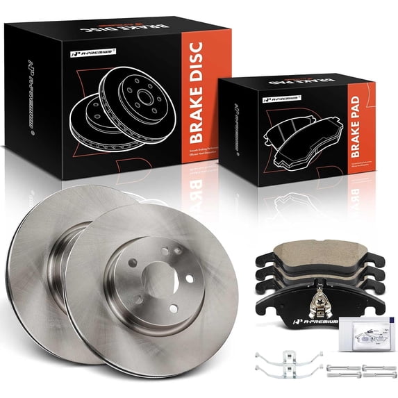 A-Premium 13.68 inch (322 mm) Front Vented Disc Brake Rotors + Ceramic Pads Kit Compatible with Select Mercedes-Benz Models - C300 2011/2013-2014, C350 2008-2015, E250, E350, E400, SLK300, SLC300