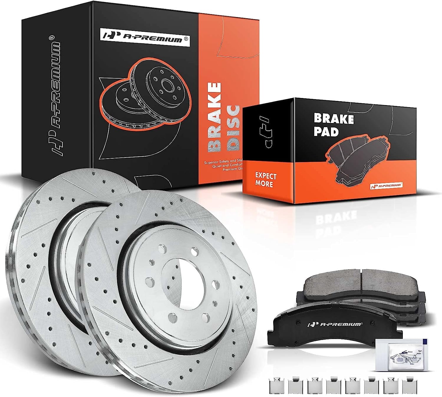 Front Rear Drilled Slotted Brake Rotors Ceramic Pads | Ubuy