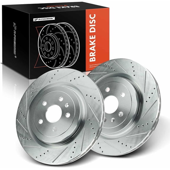 A-Premium 14.37 inch (365mm) Rear Drilled and Slotted Disc Brake Rotors Compatible with Select Chevrolet, Cadillac Models - Camaro 2010-2015/2017-2021, CTS 2009-2019, 2-PC Set
