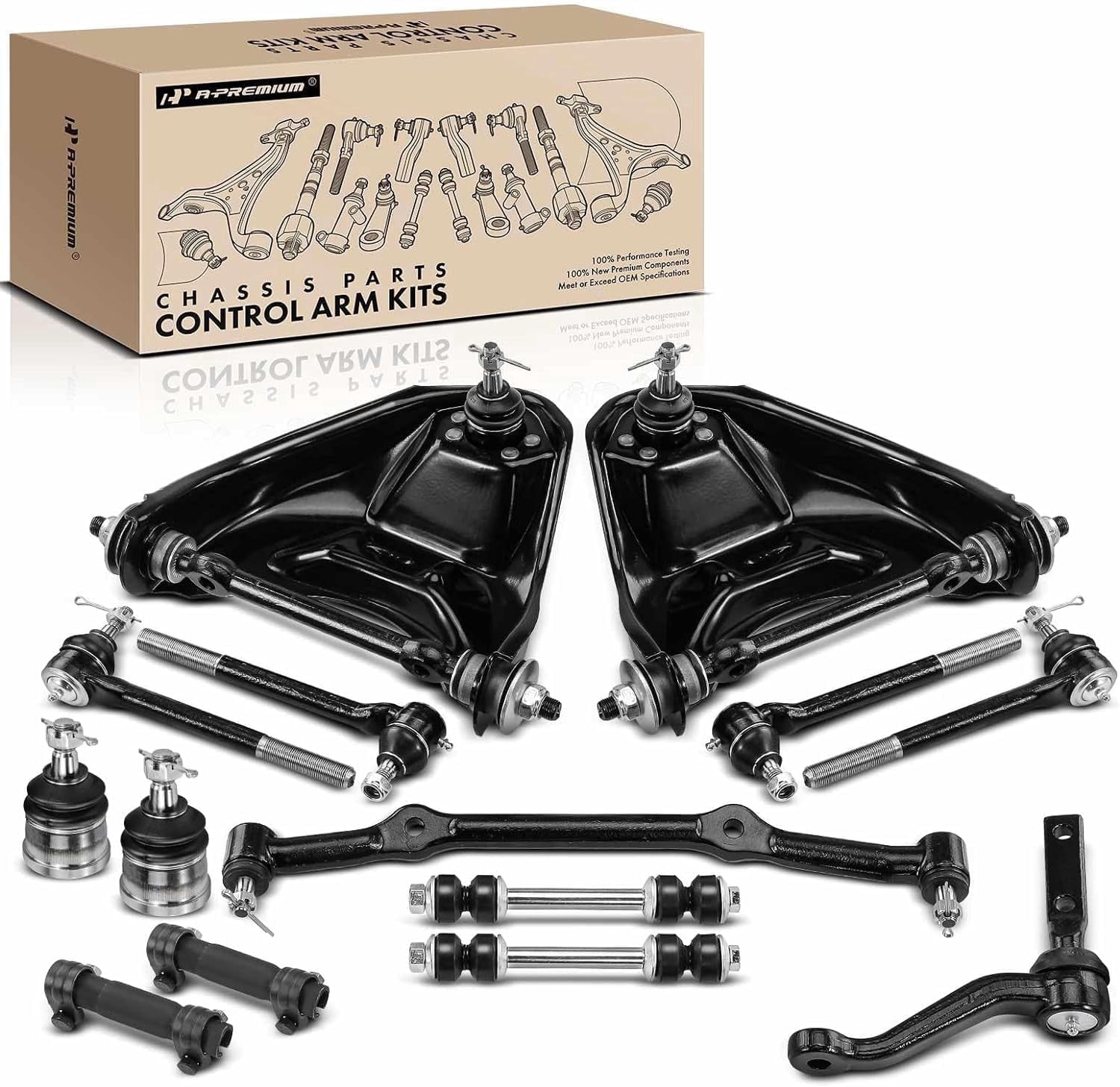 A-Premium 14Pcs Front Kit, Upper Control Arm Ball Joint Sway Bar Link Tie Rod End Idler Arm Center Link, Compatible with Chevrolet Blazer 96-05, S10 96-03, GMC Jimmy 96-01, Sonoma 96-03, RWD