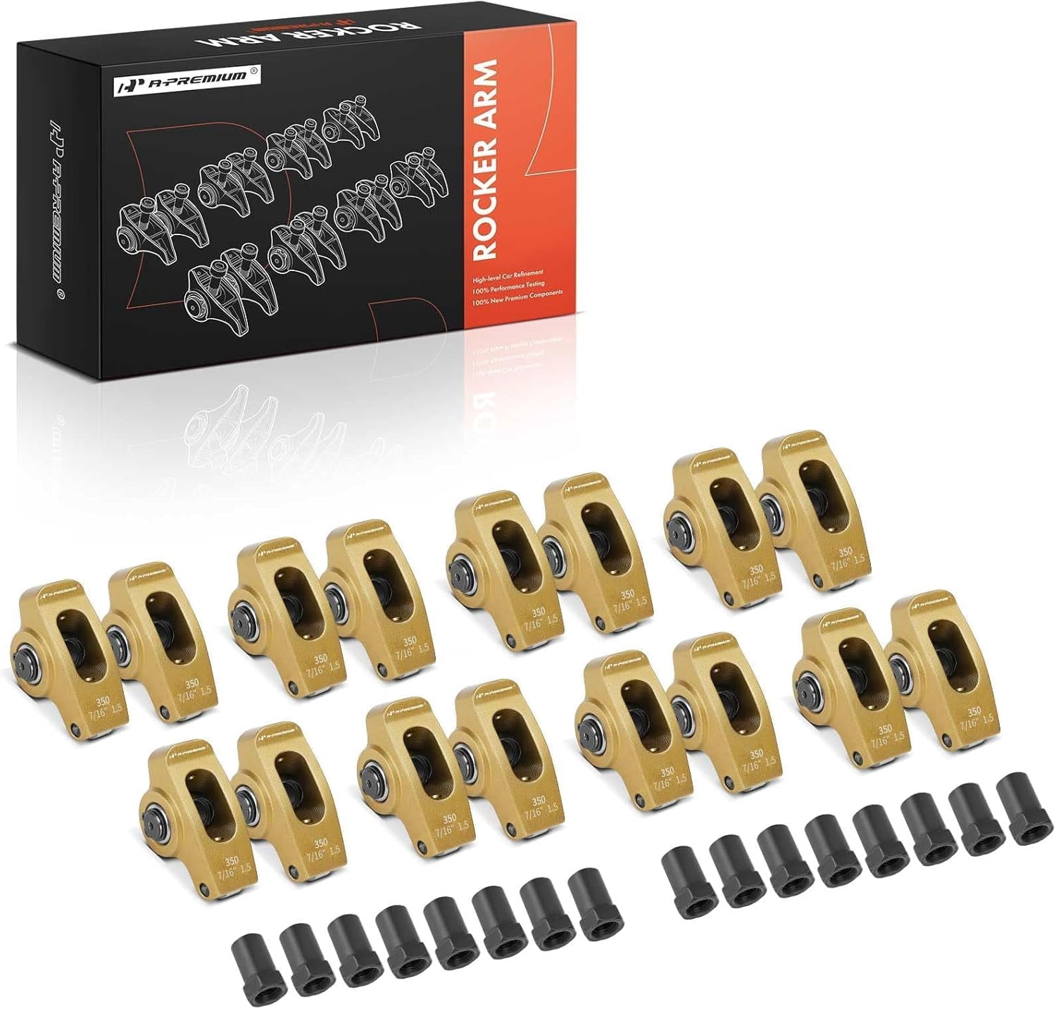 A-Premium 16PC Aluminum Roller Rocker Arms Kit 1.5 Ratio 7/16