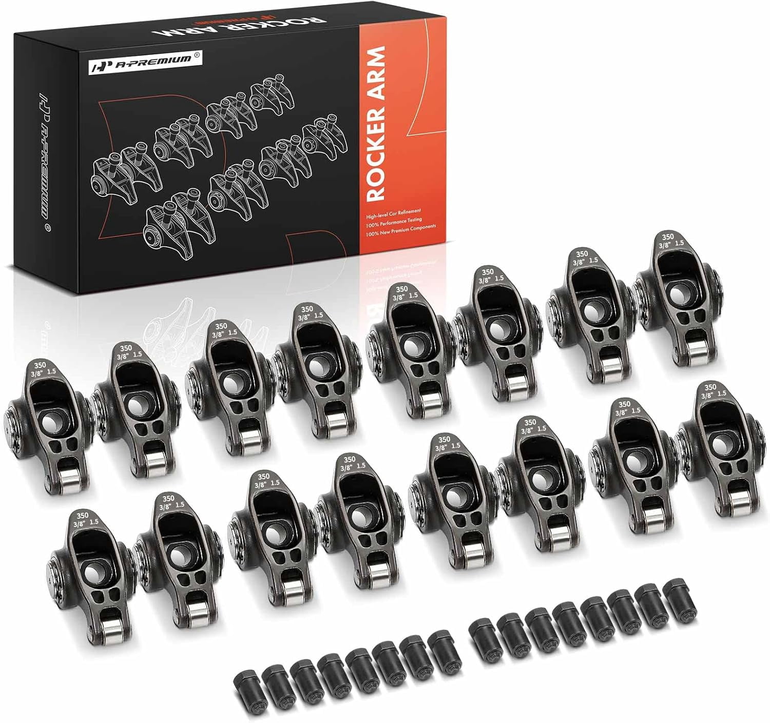3608 Rocker Arm A-Premium 16Pcs Black Alloy Steel Engine Roller Rocker Arms with Needle ...