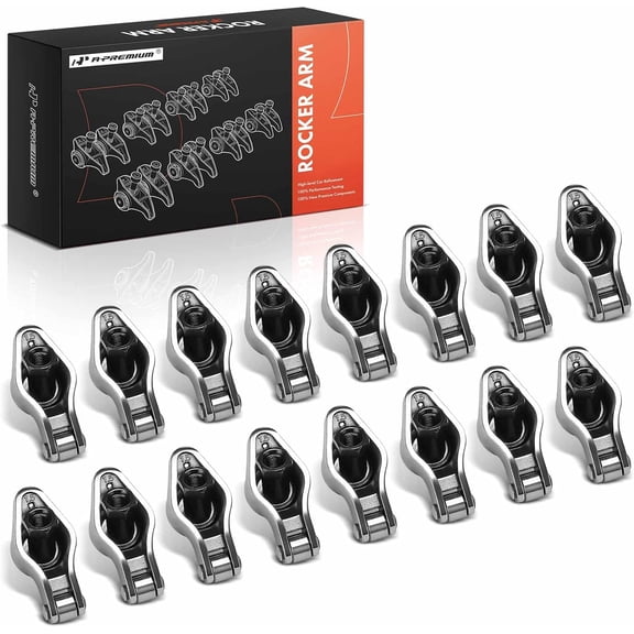 A-Premium 16Pcs Chromoly Steel Engine Roller Tip Rocker Arms with Self-aligning Compatible with Chevy SBC(Small Block) 350, 1.5 Ratio, 3/8" Studs