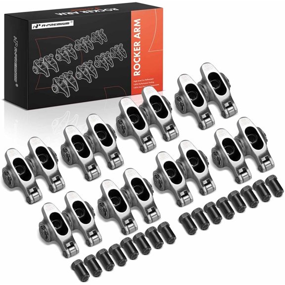 A-Premium 16Pcs Stainless Steel Engine Roller Rocker Arms 1.7 Ratio Compatible with Big Block Chevy 396 454 Chevy BBC, with Needle Bearings