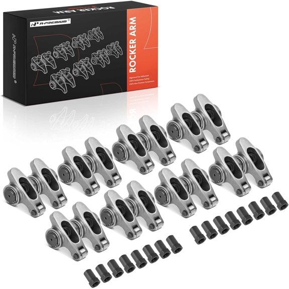 A-Premium 16Pcs Stainless Steel Engine Roller Rocker Arms with Needle Bearings, Self-aligning Compatible with Ford SBF 1962-2001 260-351W, 1.6 Ratio, 3/8" Studs