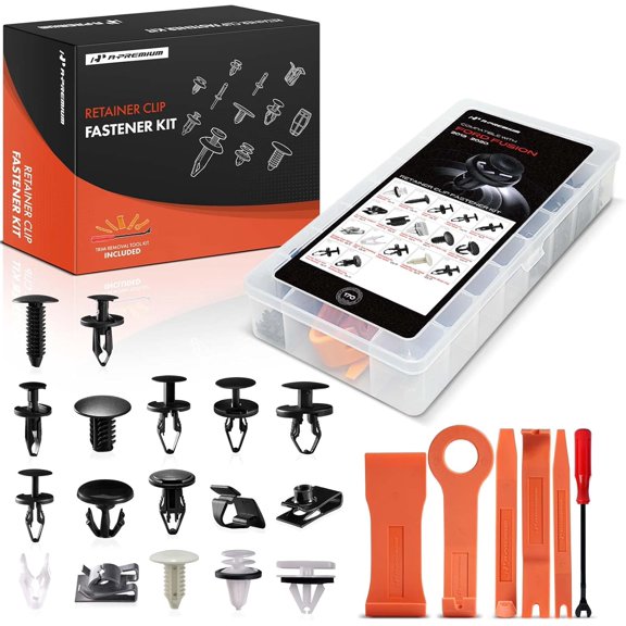A-Premium 170 PCS 17 Sizes Car Retainer Clip Kit Compatible with Ford Fusion 2013-2020, Bumper Fender Weatherstrip Auto Push Pin Plastic Rivet Fastener Replacement Set, w/Removal Tool