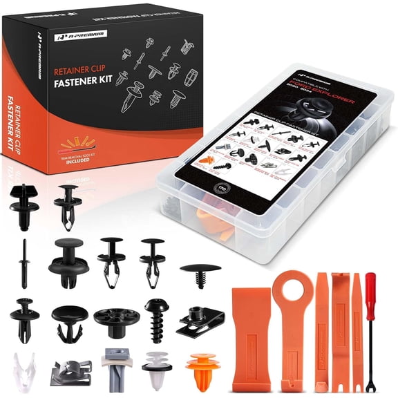 A-Premium 170PCS (39.84 oz/17 Sizes) Bumper Retainer Clips w/Removal Tool Compatible with Ford Explorer 2020-2024 Fender Fasteners Assortment Splash Shield Clips Door Trim Molding Push Pin Rivets