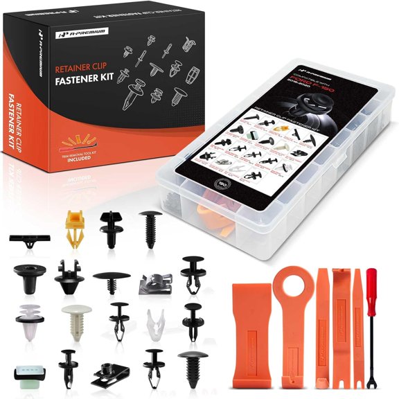 A-Premium 190PCS (18 Sizes) Car Retainer Clip Kit Compatible with Ford F-150 2015-2020, Bumper Fender Auto Push Pin Plastic Rivet Fastener Replacement Set, w/Removal Tool