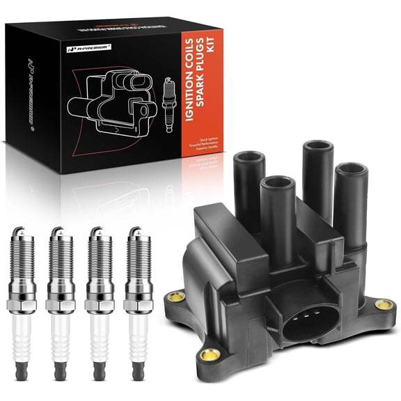 A-Premium 1x Ignition Coil Pack and 4x Iridium Spark Plugs Compatible with Ford Escape 2001-2004, Focus 2000-2004, Contour & Mazda Tribute & Mercury Mystique, 2.0L