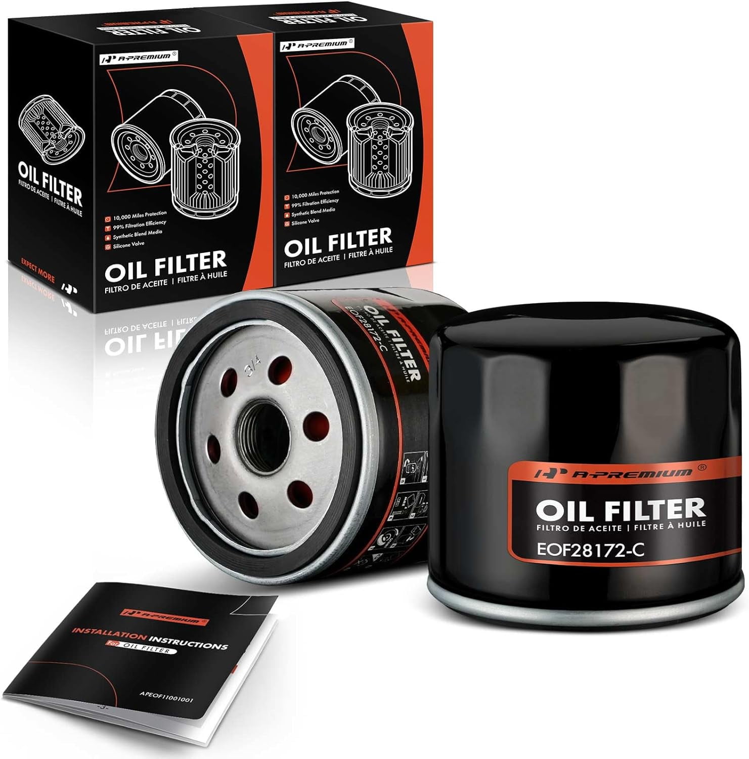 A-Premium 2-PC 10K Miles Protection Spin On Oil Filter Compatible with ...