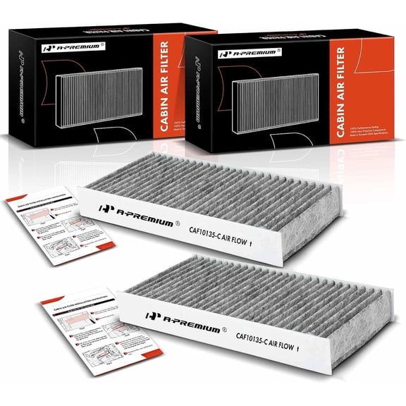 A-Premium 2-PC Cabin Air Filter with Activated Carbon Compatible with Audi A4/A4 Quattro 02-09, A6/A6 Quattro 01-04, RS4 07-08, RS6 03-04, S4 04-09, S6 02-03, Allroad Quattro 01-05