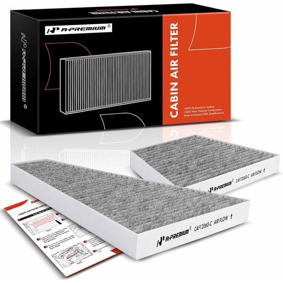 A-Premium 2-PC Cabin Air Filter with Activated Carbon Compatible with Volkswagen Phaeton 2004-2006 & Bentley Continental 2005-2016, Replace# 3D0819644