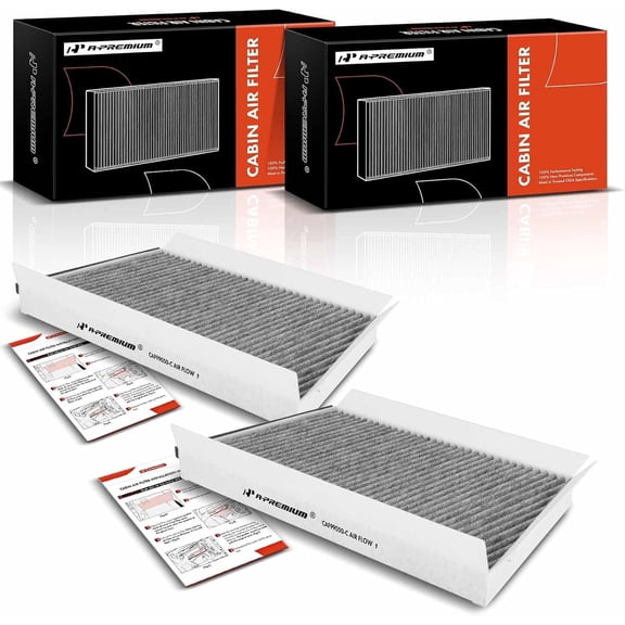 A-Premium 2-PC Cabin Air Filter w/Activated Carbon Compatible with Mercedes-Benz Models - C230 C240 C280 C32 AMG C320 C350 C55 AMG CLK320 CLK350 CLK500 CLK55 AMG CLK550 - Under Hood