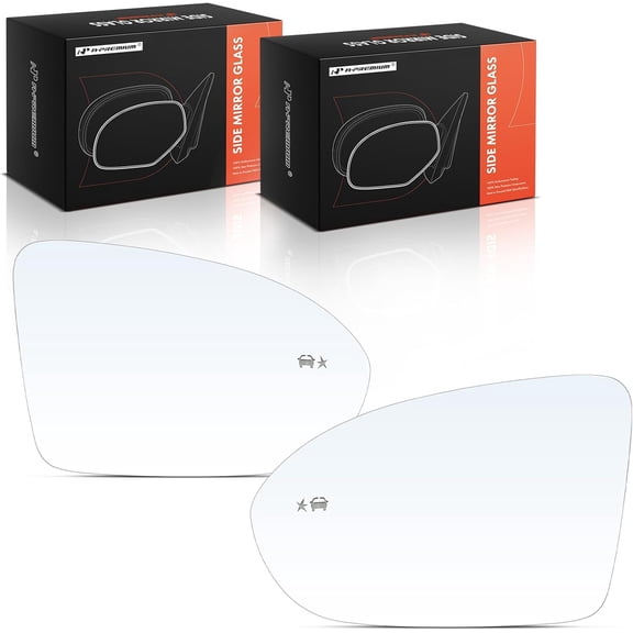 A-Premium 2-PC Driver and Passenger Side Heated Mirror Glass with Backing Plate Compatible with Chevrolet Cruze 2016 2017 2018 2019 - Exterior Side View Flat & Convex Mirror with Blind Spot Detection