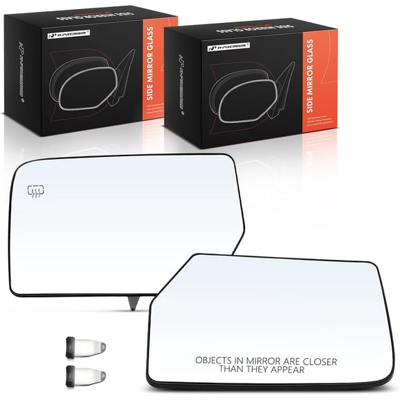 A-Premium 2-PC Driver and Passenger Side Heated Mirror Glass with Backing Plate Compatible with Ford Expedition & Lincoln Navigator, 2007-2011 - Exterior View Flat and Convex Mirror