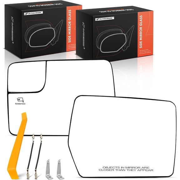 A-Premium 2-PC Driver and Passenger Side Heated Mirror Glass with Backing Plate - Compatible with Ford F-150 F150 2011 2012 2013 2014 - Exterior Side View Mirror