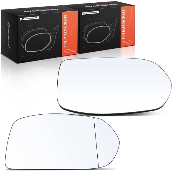 A-Premium 2-PC Driver and Passenger Side Heated Mirror Glass with Backing Plate Compatible with Honda CR-V CRV 2012-2016, HR-V HRV 2016-2018 - Exterior View Flat and Convex Mirror
