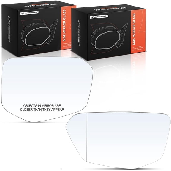 A-Premium 2-PC Driver and Passenger Side Heated Mirror Glass with Backing Plate Compatible with Honda Civic 2016 2017 - Exterior View Flat and Convex Mirror