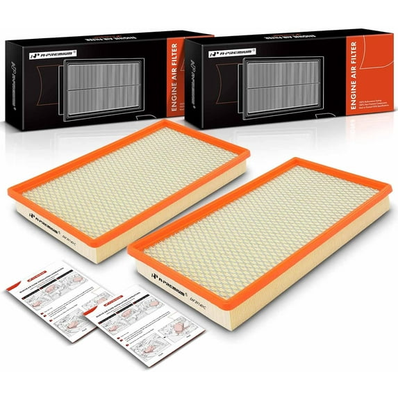 A-Premium 2-PC Engine Air Filter Compatible with Chevrolet Blazer, C1500, C2500, C3500, Camaro, Corvette, Tahoe & Savana 1500, 2500, 3500, Yukon & Pontiac Firebird, 1994-2004, Replace# 25042562