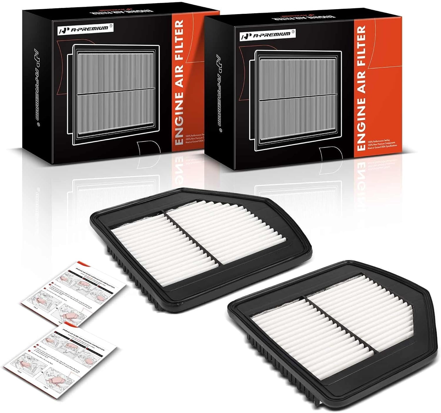 A-Premium 2-PC Engine Air Filter Compatible with Hyundai Genesis 2015-2015 & Genesis G80 2018-2020, G90 2017-2022 & Kia K900 2019-2020, 3.3L 5.0L, Replace# 28127B1000