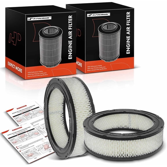A-Premium 2-PC Engine Air Filter Compatible with Jeep Cherokee SJ & Dodge Ram 1500/2500/3500 Van, Charger, Challenger, Dart, Dakota & Chrysler Town & Country & AMC & Checker & Fargo & Plymouth