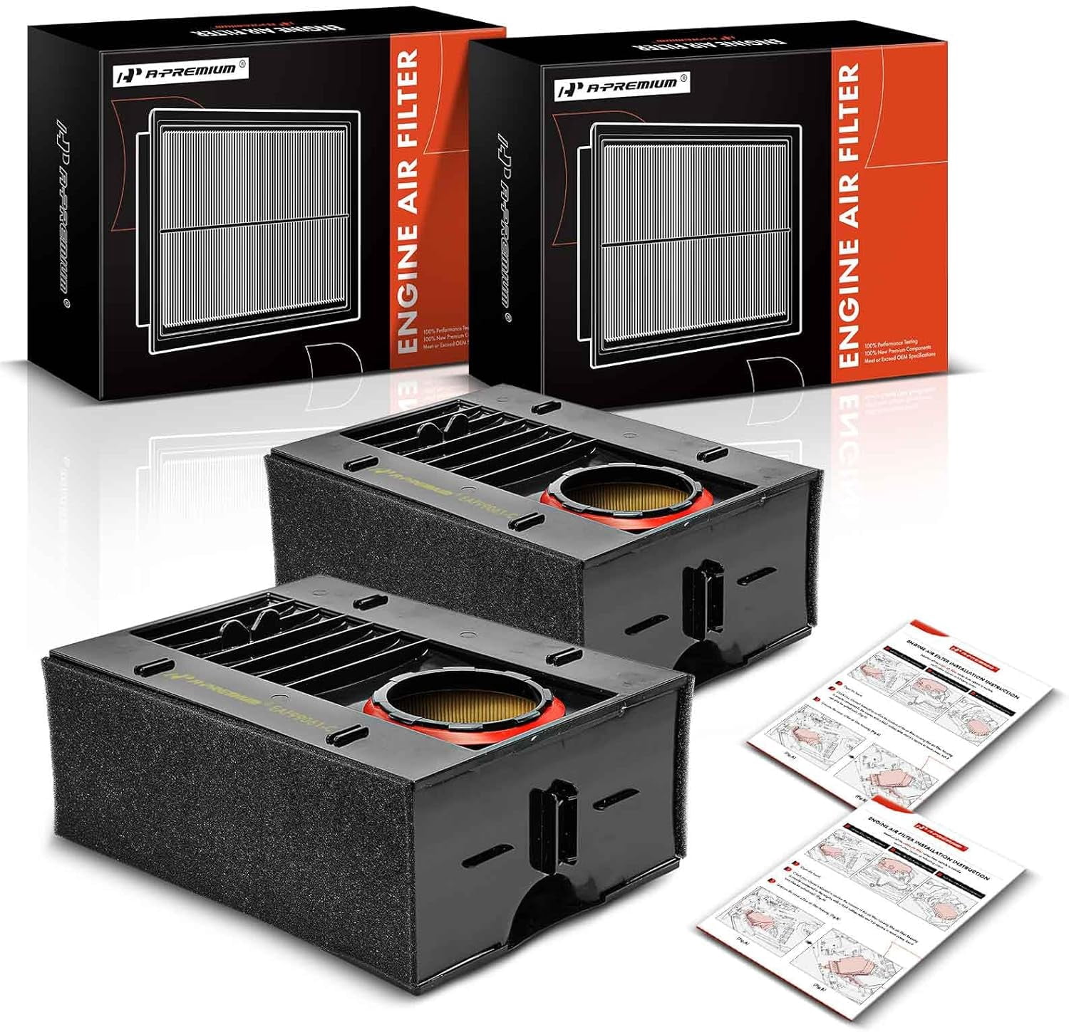 A-Premium 2-PC Engine Air Filter Compatible with Porsche Macan 2015-2024, Panamera 2017-2019, 2.0L 2.9L 3.0L 3.6L 4.0L, Replace# 95B129620, 95B129620A
