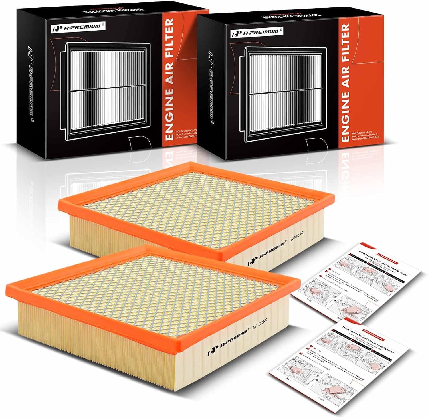 A-Premium 2-PC Engine Air Filter Compatible with Toyota, Dodge, Jeep & Lexus Models - Camry, Highlander, Avalon, Sienna, Durango, Grand Cherokee, ES350, NX300, RX350 - Replace# 17801-0P050