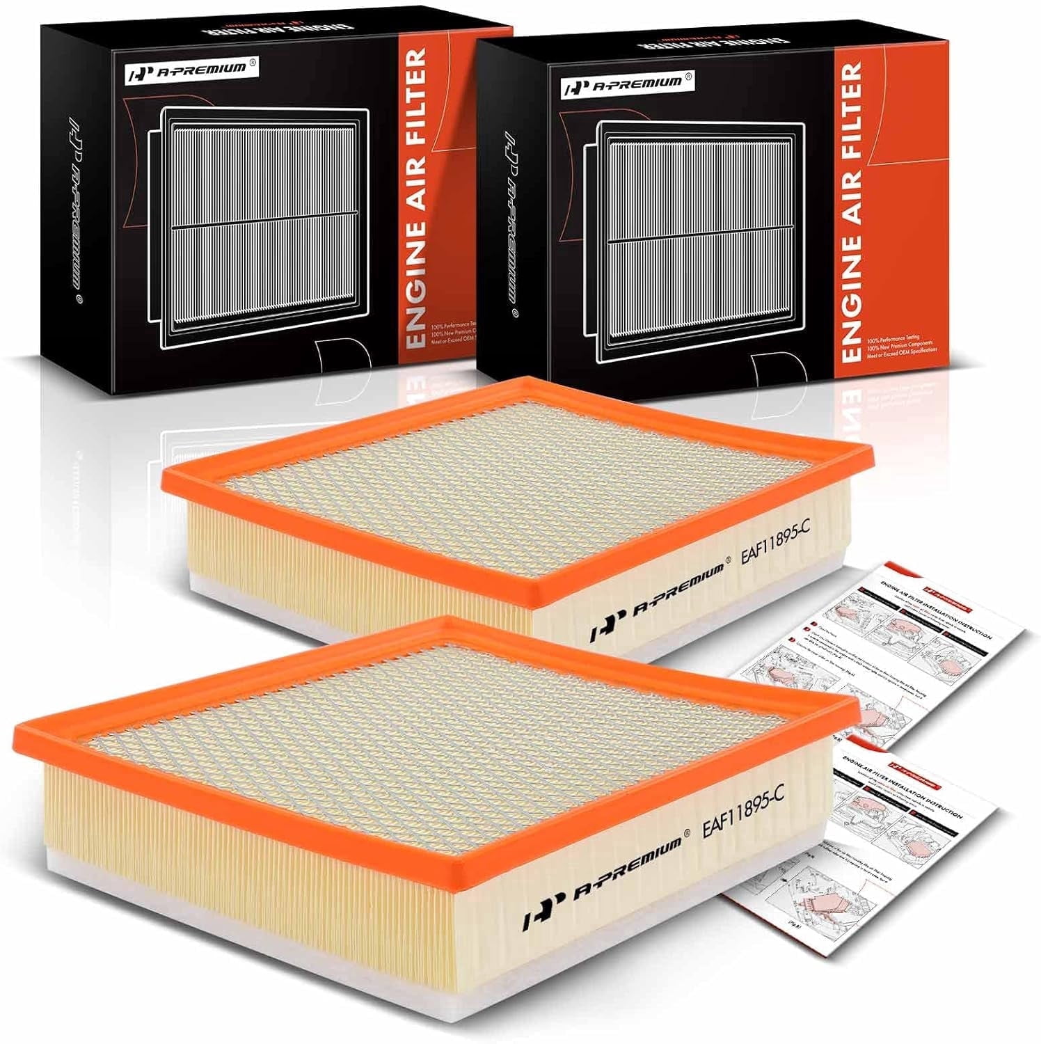 A-Premium 2-PC Engine Air Filter Compatible with Toyota Models - Sequoia 2014-2022, Tacoma 2016-2023, Tundra 2013-2021, 3.5L 4.0L 4.6L 5.7L, Replace# 17801-0P100
