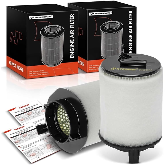 A-Premium 2-PC Engine Air Filter Compatible with Audi R8 2008 2009 2010 2011 2012, 4.2L, Replace# 420133843A, 420133843B