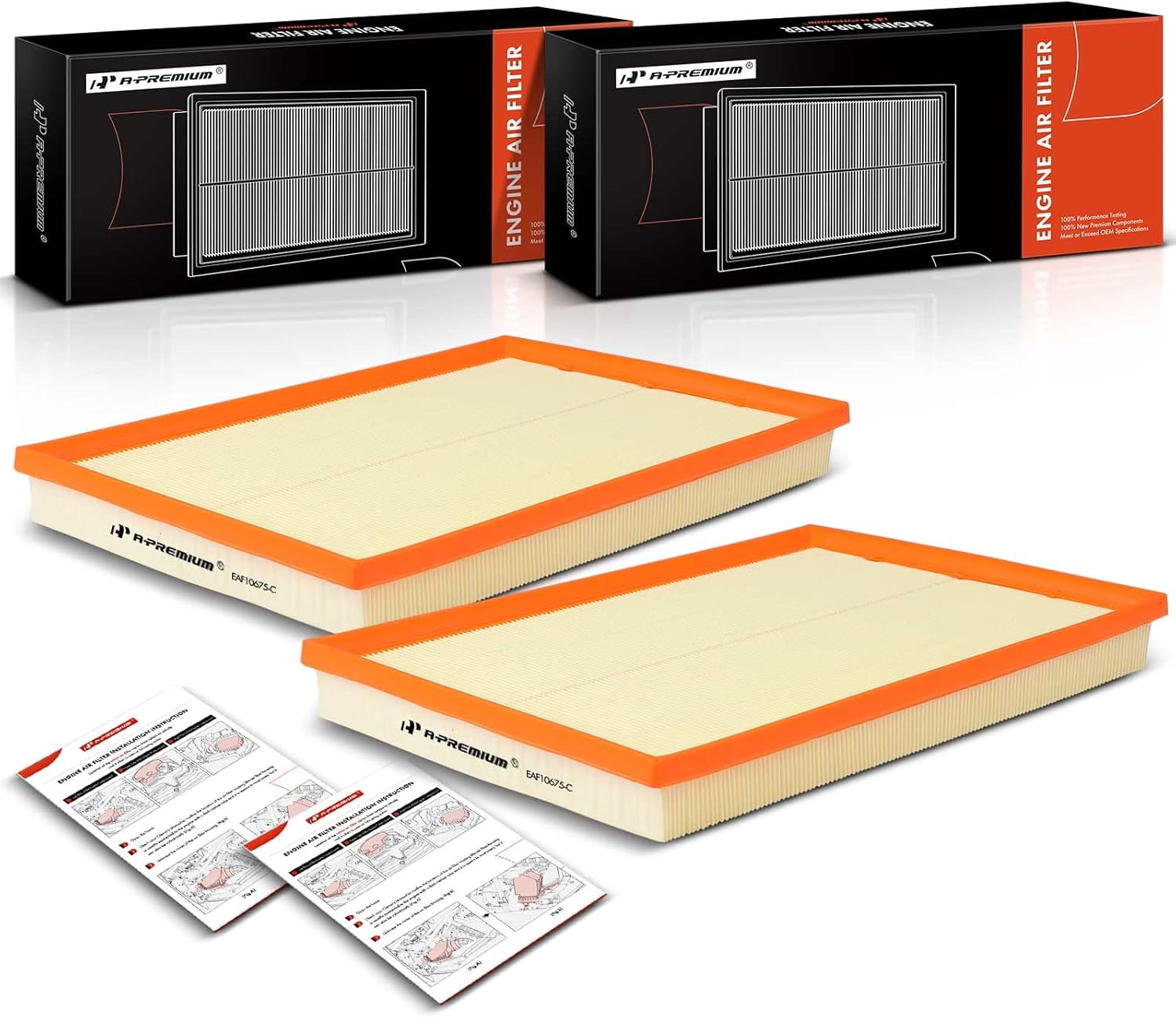 A-Premium 2-PC Engine Air Filter Compatible with BMW E70 Series X5 2007 2008 2009 2010 L6 3.0L, Replace# 13717548888
