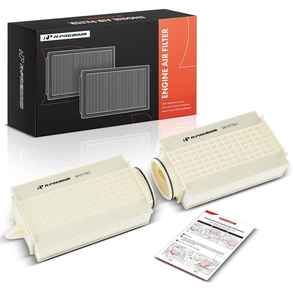 A-Premium 2-PC Engine Air Filter Compatible with BMW F15/F85 Series X5 2015-2018, F16/F86 Series X6 2015-2019, 4.4L