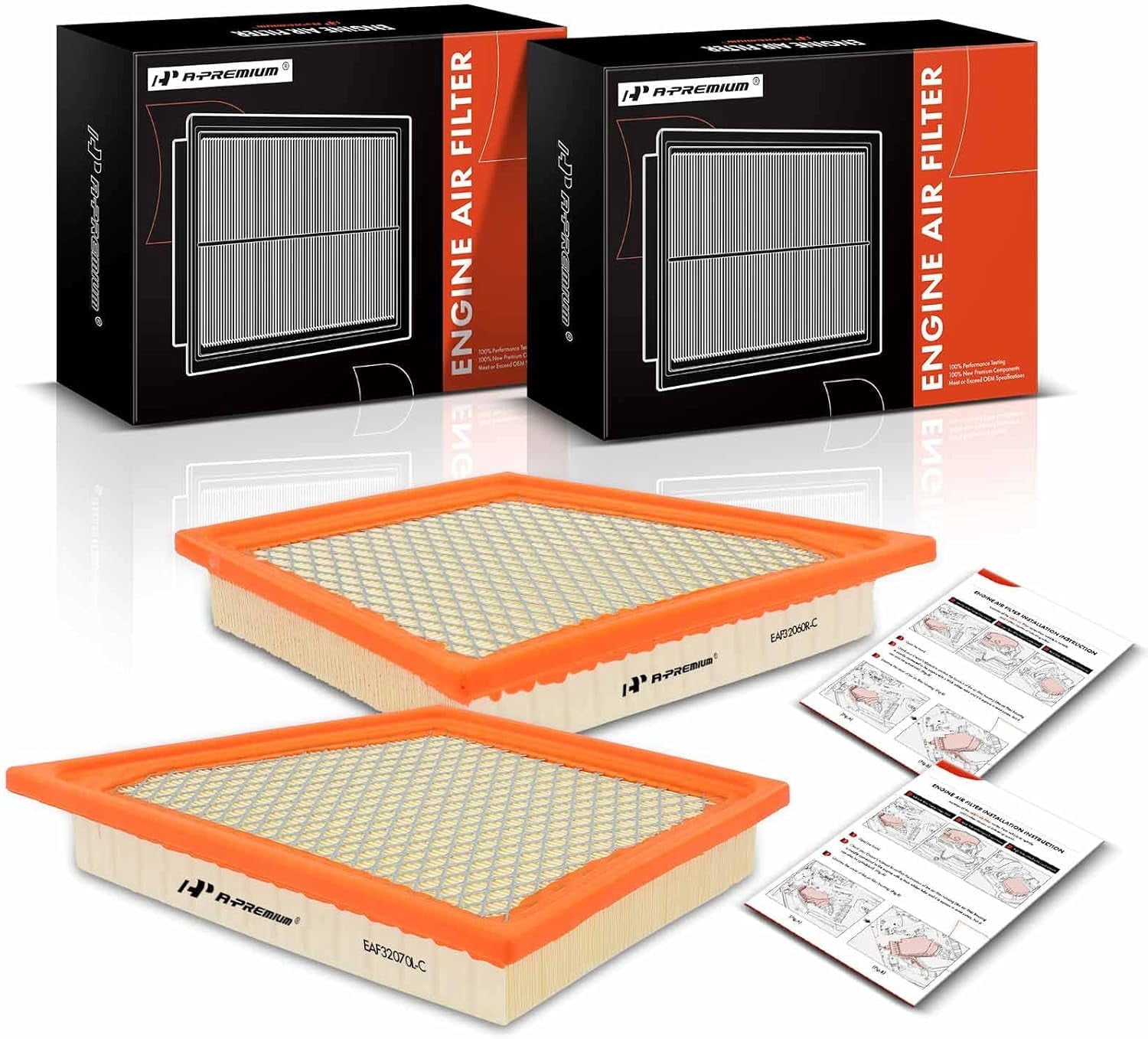 A-Premium 2-PC Engine Air Filter Compatible with Cadillac CT6 2016 2017 2018 2019 V6 3.0L, Replaces# 23441383, 23450879