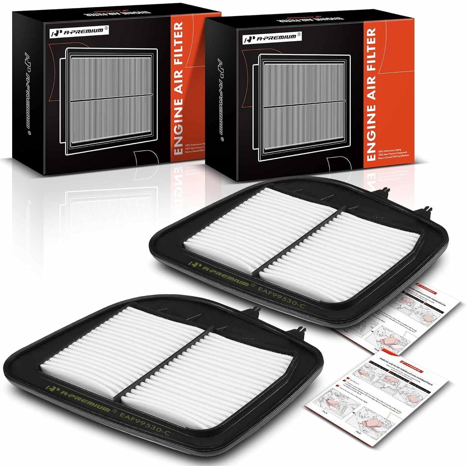 A-Premium 2-Pack Engine Air Filter For Cadillac SRX 2004-2009 & STS 2005-2011 3.6L 4.6L V6 V8