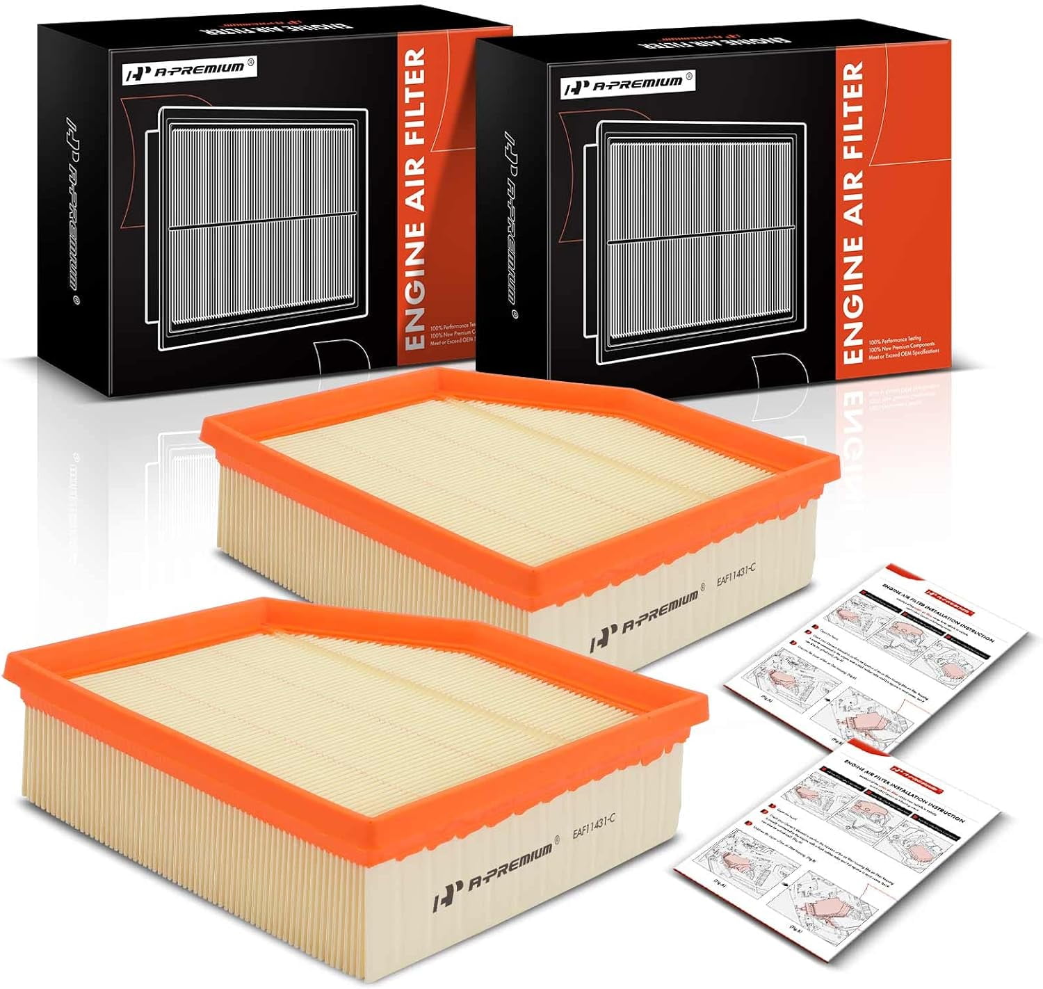 A-Premium 2-PC Engine Air Filter Compatible with Dodge Dart 2013 2014 2015 2016, 1.4L 2.0L 2.4L, Flexible Panel, Replace# 4627127AB