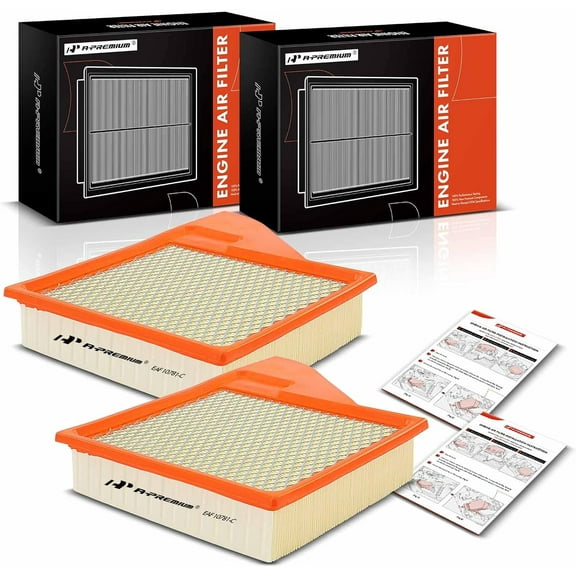 A-Premium 2-PC Engine Air Filter Compatible with Ford Mustang 2010-2014, 3.7L 4.6L 5.0L, Flexible Panel, Replace# AR3Z9601B
