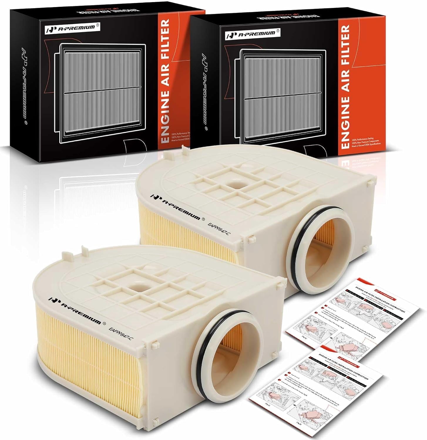 A-Premium 2-PC Engine Air Filter Compatible with Genesis GV80 2021 2022 2003 2024, 2.5L 3.5L, Replace# 28113T6310, PA99847