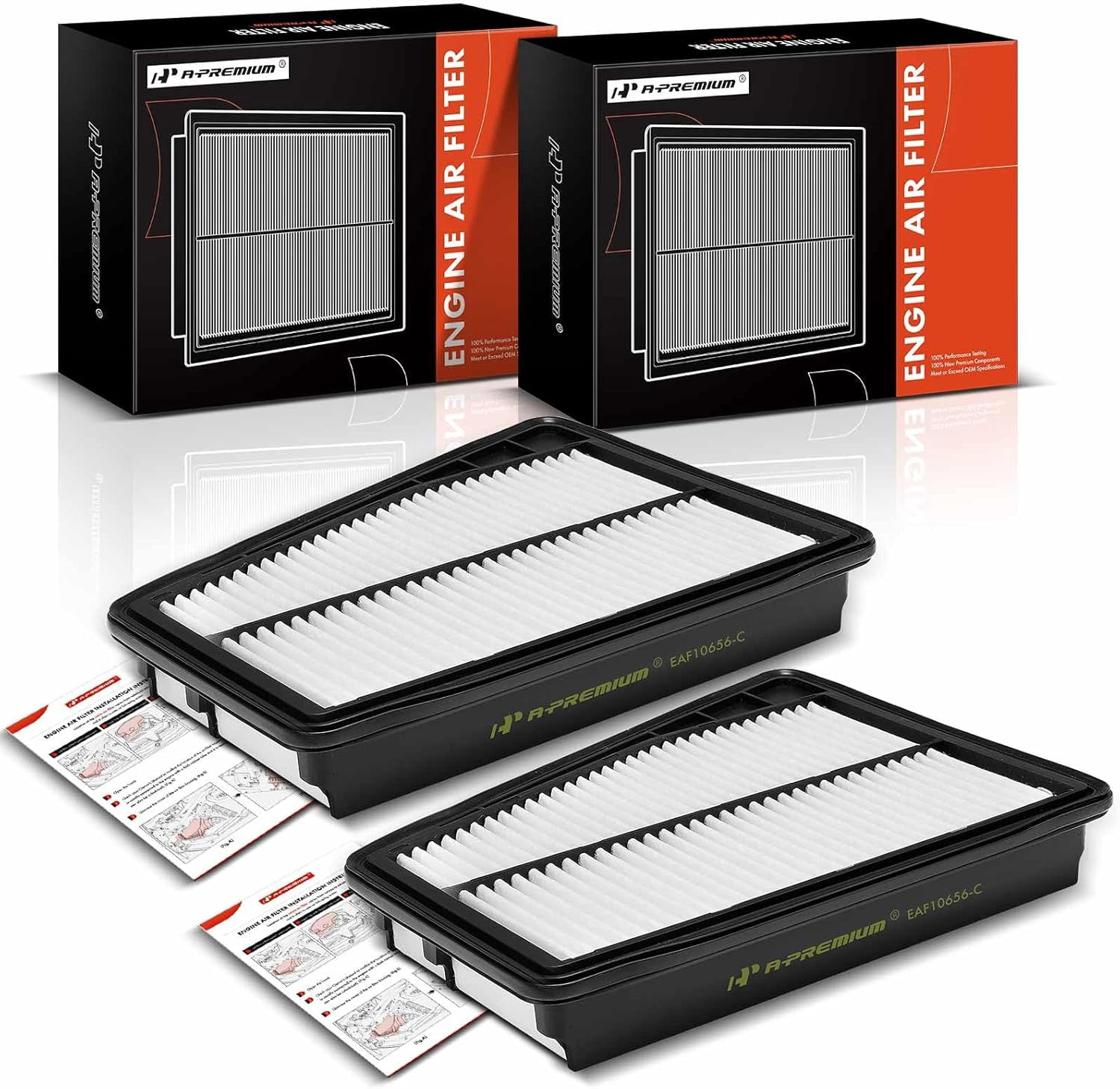 A-Premium 2-PC Engine Air Filter Compatible with Hyundai Genesis 2009 2010 2011 3.8L, Replace# 281133M000, 28113-3M000