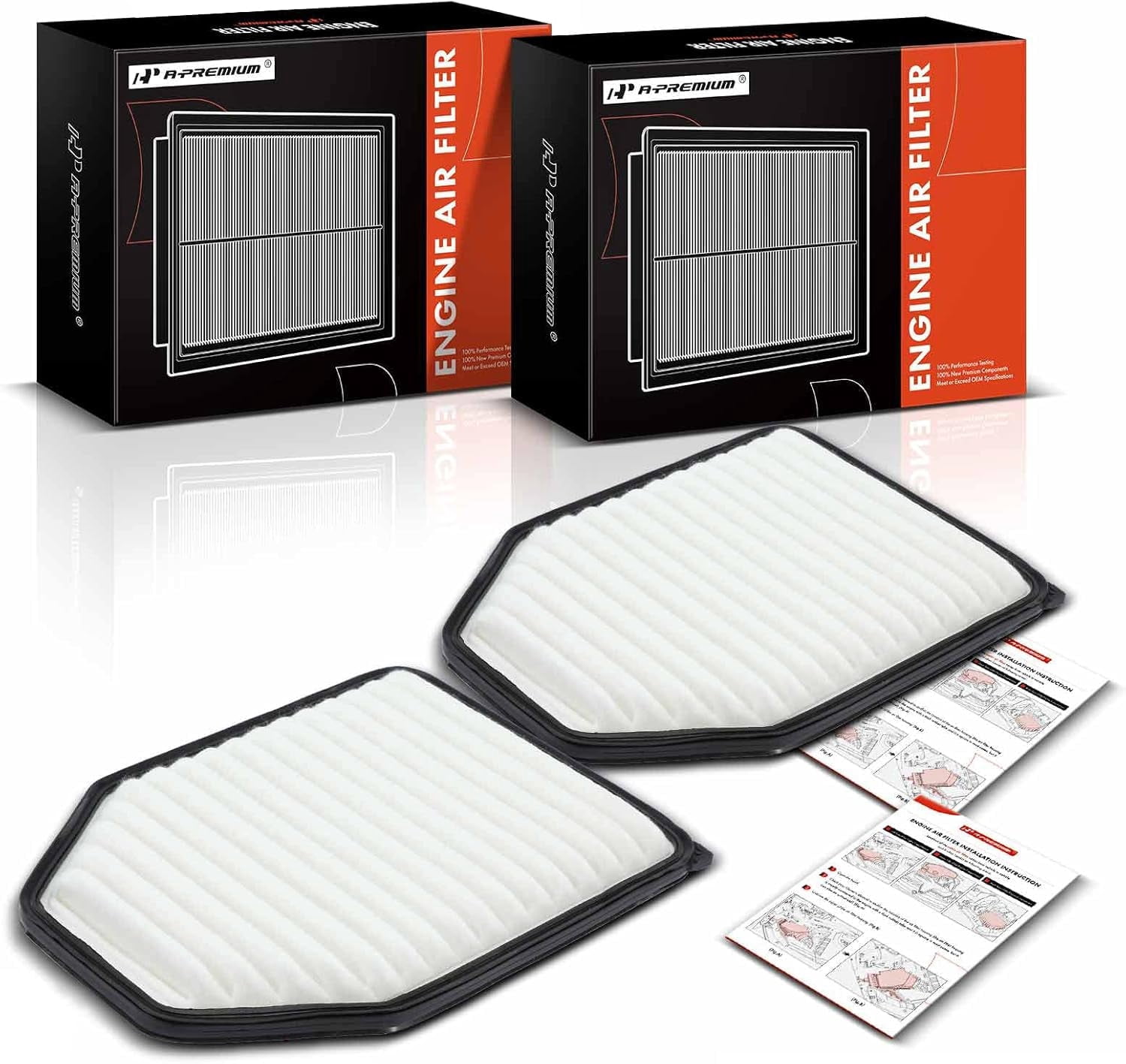 A-Premium 2-PC Engine Air Filter Compatible with Jeep Vehicles - Wrangler 2007 2008 2009 2010 2011 2012 2013 2014 2015 2016 2017, Wrangler JK 2018