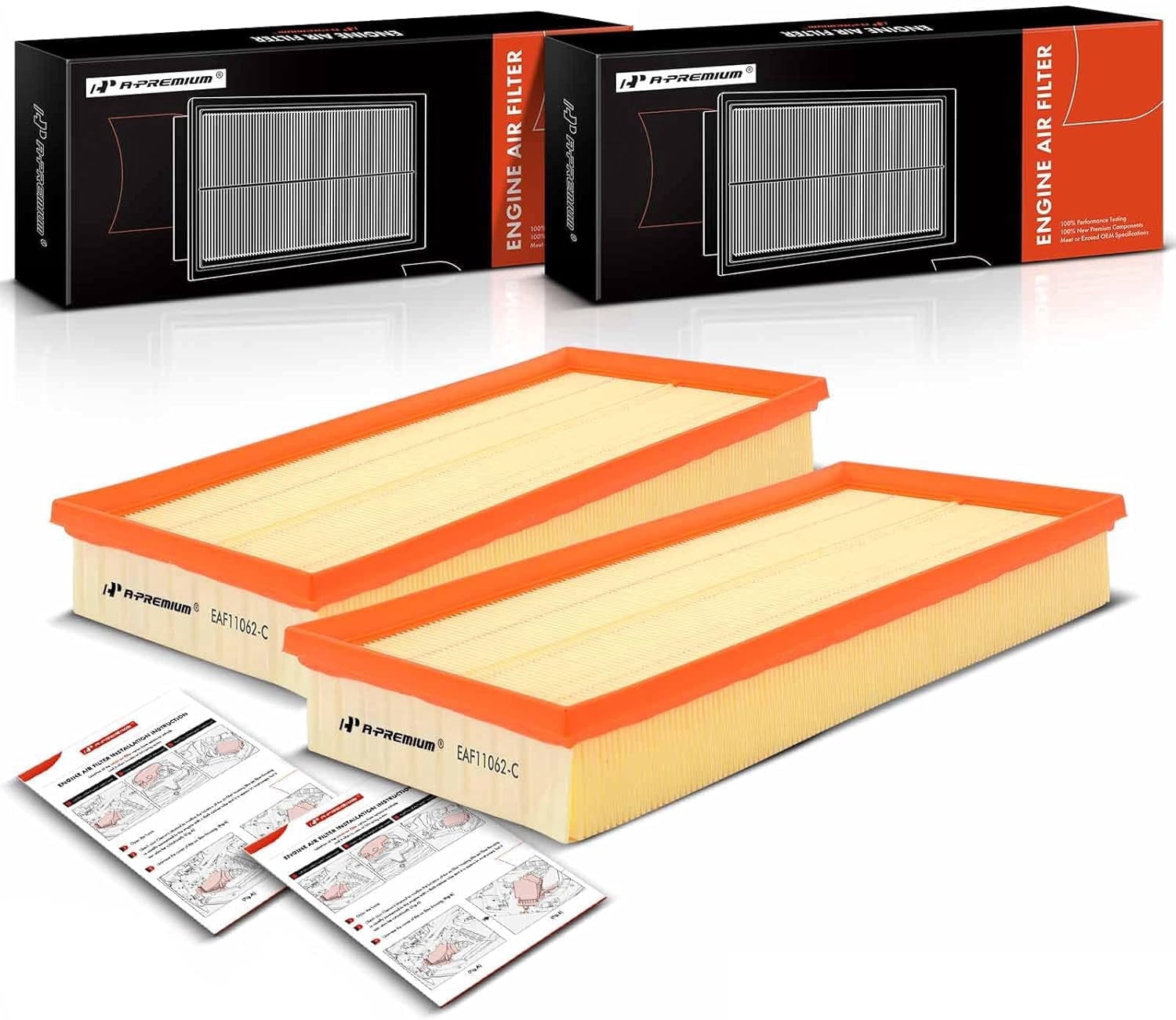 A-Premium 2-PC Engine Air Filter Compatible with Land Rover Discovery, LR4, Range Rover, 2010-2022, Flexible Panel