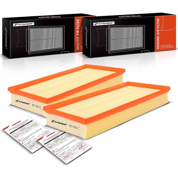 A-Premium 2-PC Engine Air Filter Compatible with Land Rover Discovery, LR4, Range Rover, 2010-2022, Flexible Panel