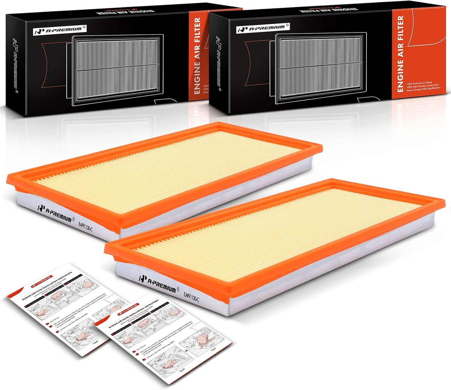A-Premium 2-PC Engine Air Filter Compatible with Subaru Impreza, Legacy 1999-2004, Outback 2000-2004, Forester 2000-2004, Baja 2003-2006, 2.2L 2.5L