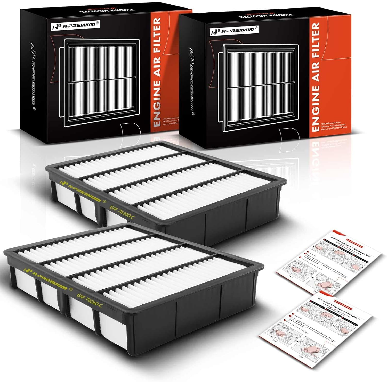 A-Premium 2-PC Engine Air Filter Compatible with Toyota 4Runner 1996-2002, Tacoma 1995-2004, Supra 1993-1998 \u0026 Lexus SC300, SC400 1992-2000