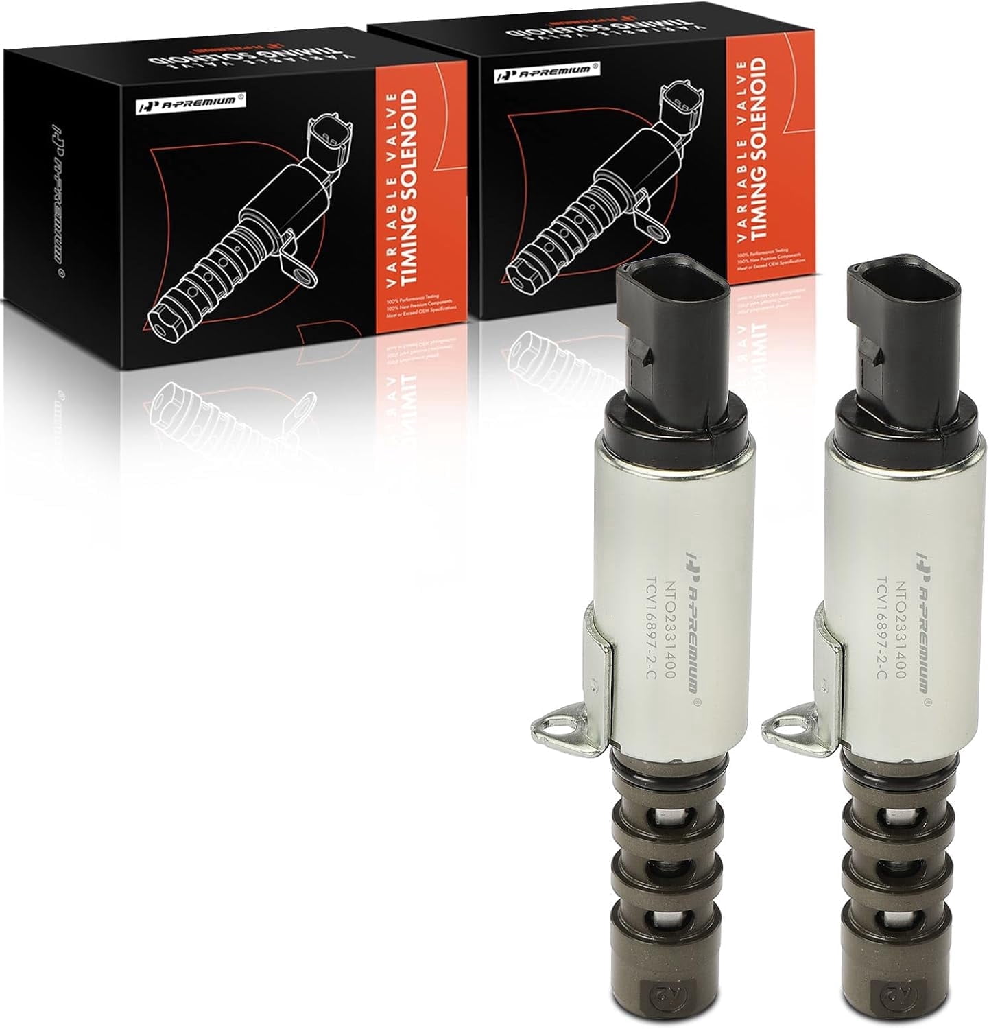 A-Premium 2-PC Engine Variable Valve Timing (VVT) Solenoid Compatible with Volkswagen Jetta, Passat, Golf, Beetle, Touareg, Rabbit & Audi A4, A4 Quattro, Q7, A6, A6 Quattro, A8 Quattro, R8, RS4, RS5