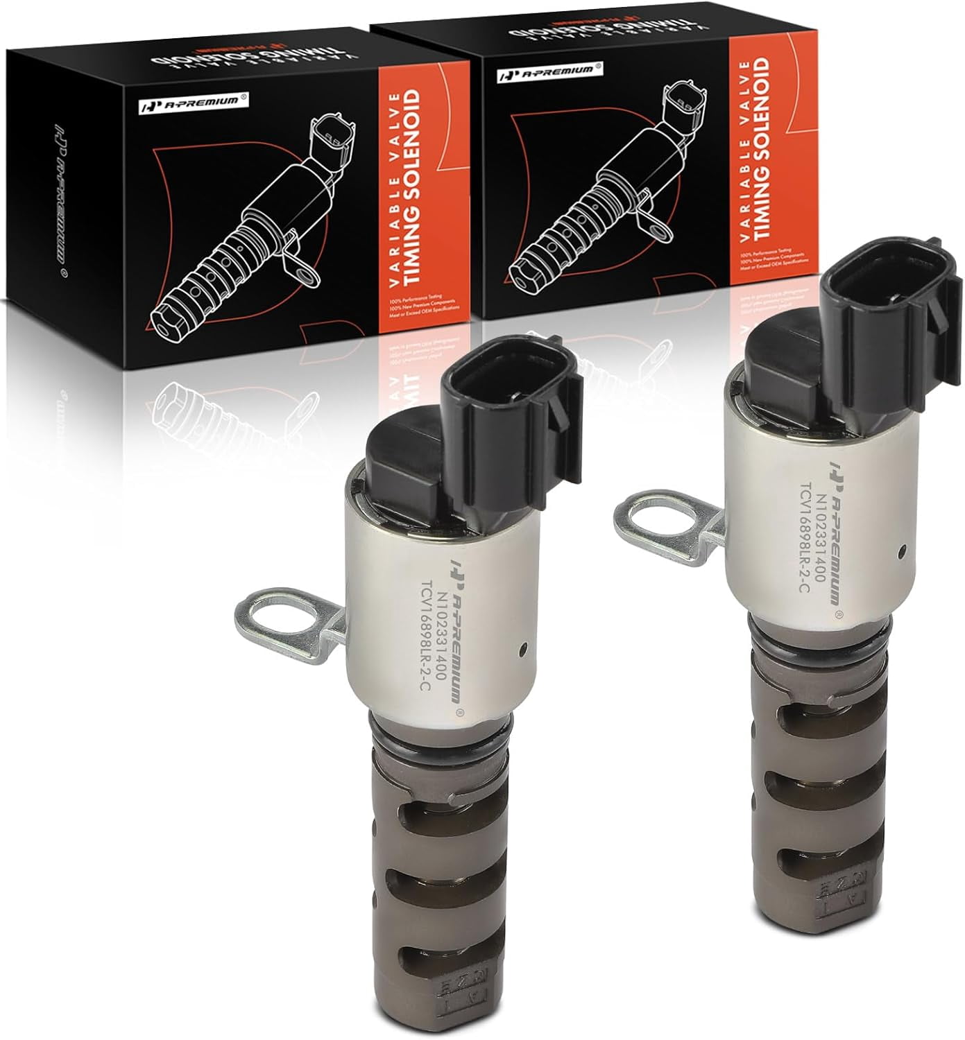 A-Premium 2-PC Exhaust Engine Variable Valve Timing (VVT) Solenoid Compatible with Subaru Outback 2010-2019, Legacy 2010-2019, Tribeca 2010-2014, 3.6L, Replace# 10921AA200, 10921AA190
