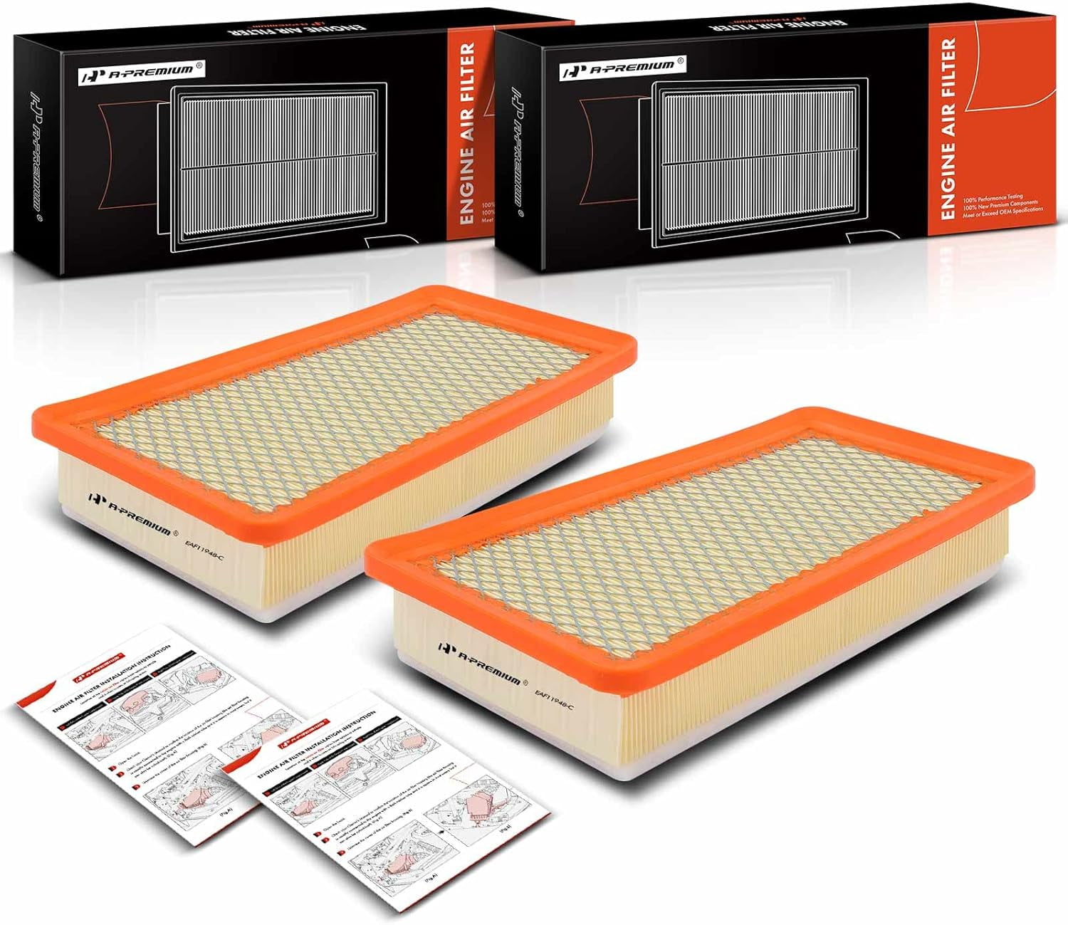 A-Premium 2-PC Front Engine Air Filter Compatible with Chrysler 200 2015 2016 2017, Flexible Panel, Replace# 68245454AA