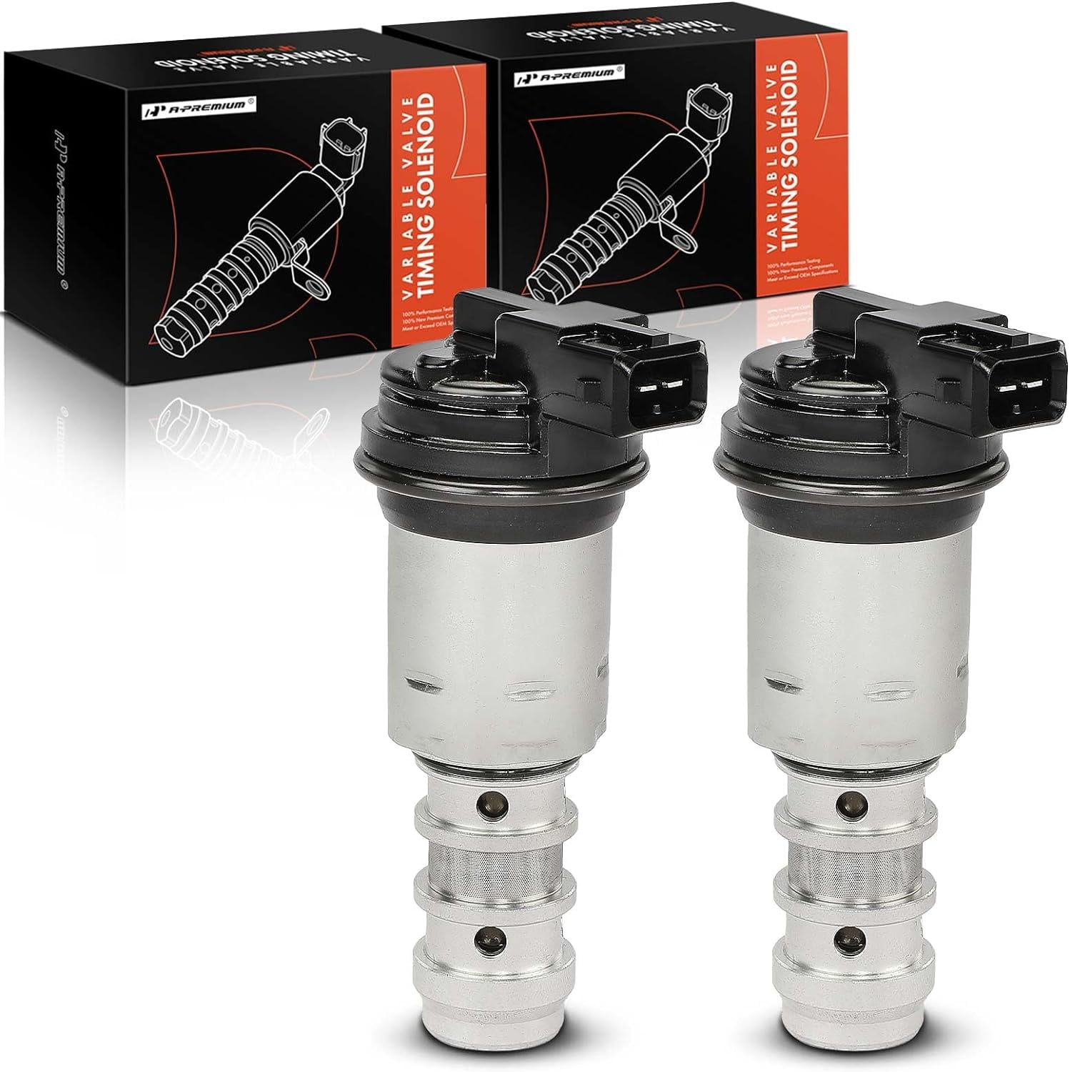 A-Premium 2-PC Intake and Exhaust Engine Variable Valve Timing (VVT) Solenoid Compatible with BMW X5 2000-2010, 545i 2004-2005, 550i 2006-2010, 650i/645Ci/745i/745Li/750i/750Li/760i/760Li/Alpina B7