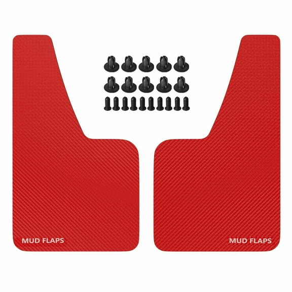 A-Premium 2 Pcs Red Universal Splash Guards Mud Flaps Mudflaps Mudguard Fender Flares for Car Sedan Coupe with Hardware Front and Rear Fits select: 2012-2016 HONDA CIVIC LX, 2009-2018 FORD FOCUS SE